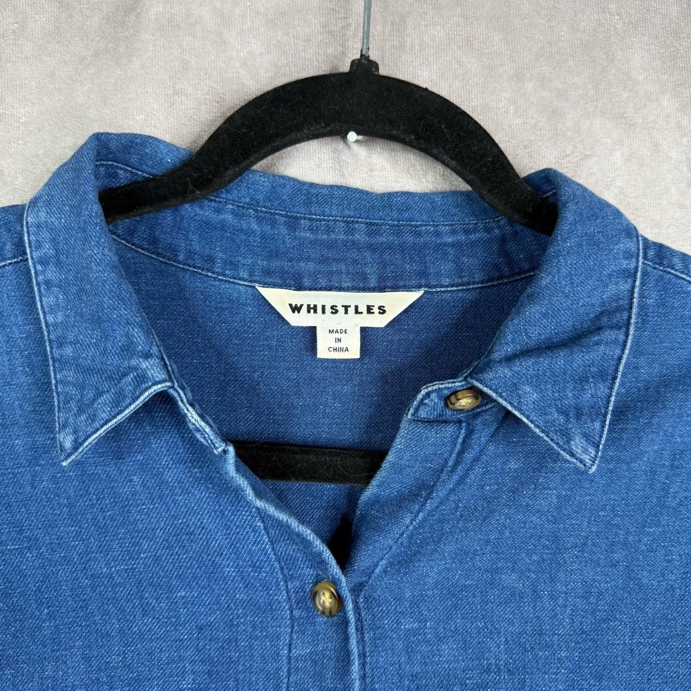 Whistles‎ Chambray Short Sleeve Midi Shirt Dress In Blue Women's Size US 6 - Picture 8 of 8